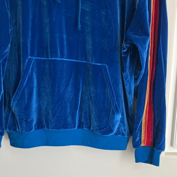 AVIATOR NATION Royal Blue Velour Hoodie with Stripes Women’s Size L NWT - Picture 5 of 11
